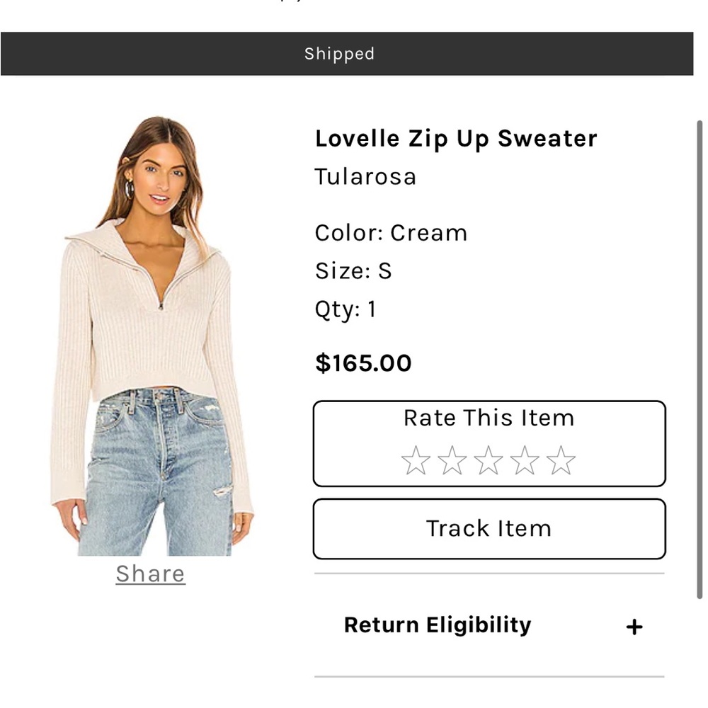REVOLVE zip up sweater